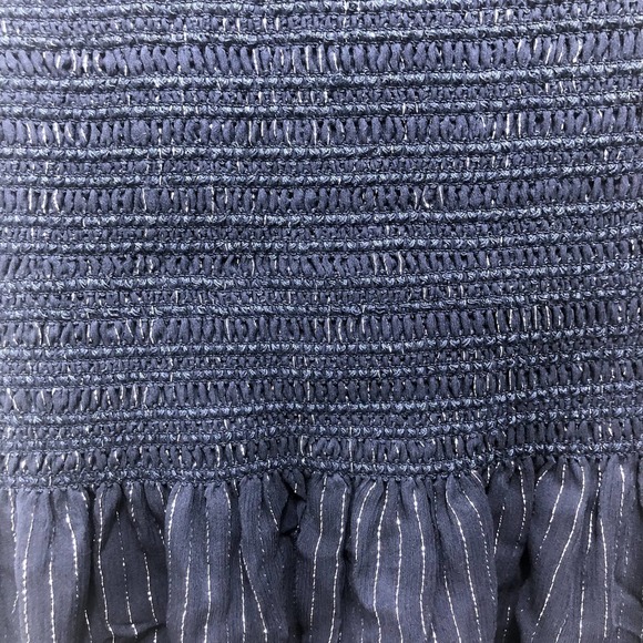 Derek Lam 10 Crosby NEW Sample Piece Navy Silver Metallic Smocked Ruffle… - Picture 4 of 9